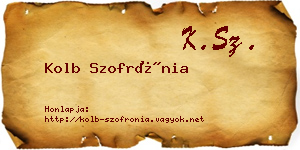 Kolb Szofrónia névjegykártya